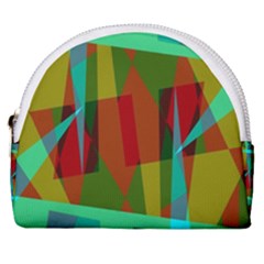 Rainbow Colors Palette Mix, Abstract Triangles, Asymmetric Pattern Horseshoe Style Canvas Pouch by Casemiro