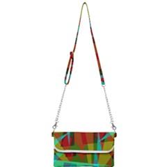 Rainbow Colors Palette Mix, Abstract Triangles, Asymmetric Pattern Mini Crossbody Handbag by Casemiro