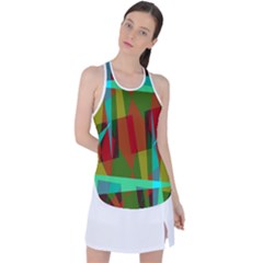 Rainbow Colors Palette Mix, Abstract Triangles, Asymmetric Pattern Racer Back Mesh Tank Top by Casemiro