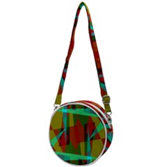 Rainbow Colors Palette Mix, Abstract Triangles, Asymmetric Pattern Crossbody Circle Bag by Casemiro