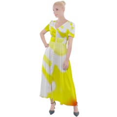 Golden Yellow Rose Button Up Short Sleeve Maxi Dress by Janetaudreywilson