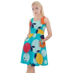 Pop Art Style Citrus Seamless Pattern Knee Length Skater Dress With Pockets by Amaryn4rt