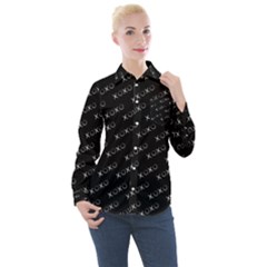Xoxo Black And White Pattern, Kisses And Love Geometric Theme Women s Long Sleeve Pocket Shirt