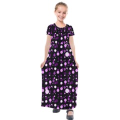 Purple, Pink Bokeh Dots, Asymmetric Polka Dot With Modern Twist Kids  Short Sleeve Maxi Dress by Casemiro