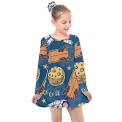Missile Pattern Kids  Long Sleeve Dress by Amaryn4rt