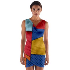 Dotted Colors Background Pop Art Style Vector Wrap Front Bodycon Dress