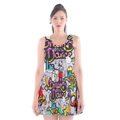 Hip Hop Background Scoop Neck Skater Dress