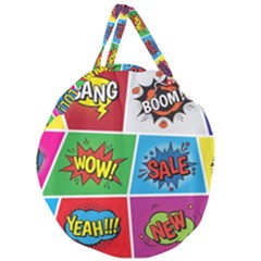 Pop Art Comic Vector Speech Cartoon Bubbles Popart Style With Humor Text Boom Bang Bubbling Expressi Giant Round Zipper Tote by Amaryn4rt