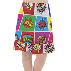 Pop Art Comic Vector Speech Cartoon Bubbles Popart Style With Humor Text Boom Bang Bubbling Expressi Fishtail Chiffon Skirt by Amaryn4rt