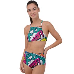 Comic Colorful Seamless Pattern High Waist Tankini Set by Amaryn4rt