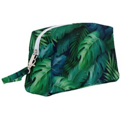 Tropical Green Leaves Background Wristlet Pouch Bag (large) by Amaryn4rt