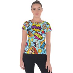 Comic Elements Colorful Seamless Pattern Short Sleeve Sports Top  by Amaryn4rt