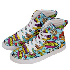 Comic Elements Colorful Seamless Pattern Women s Hi-top Skate Sneakers by Amaryn4rt