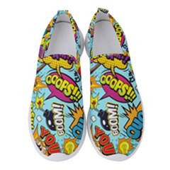 Comic Elements Colorful Seamless Pattern Women s Slip On Sneakers by Amaryn4rt