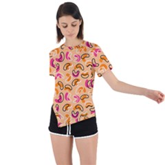 Beans Pattern Asymmetrical Short Sleeve Sports Tee by designsbymallika