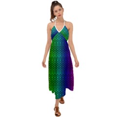 Rainbow Colored Scales Pattern, Full Color Palette, Fish Like Halter Tie Back Dress  by Casemiro