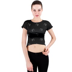 Vintage Car Motif Print Pattern Crew Neck Crop Top by dflcprintsclothing