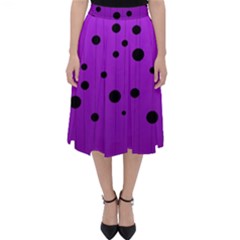 Two Tone Purple With Black Strings And Ovals, Dots  Geometric Pattern Classic Midi Skirt by Casemiro