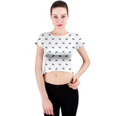 Vintage Car Motif Prin Pattern 2001 Crew Neck Crop Top by dflcprintsclothing