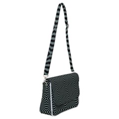 Geometric Pattern, Army Green And Black Lines, Regular Theme Shoulder Bag With Back Zipper by Casemiro