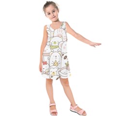 Cute-baby-animals-seamless-pattern Kids  Sleeveless Dress