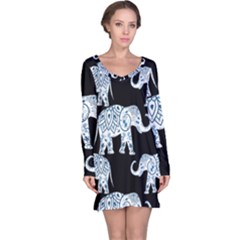 Elephant-pattern-background Long Sleeve Nightdress by Sobalvarro