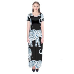 Elephant-pattern-background Short Sleeve Maxi Dress by Sobalvarro