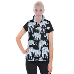 Elephant-pattern-background Women s Button Up Vest by Sobalvarro