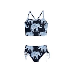 Elephant-pattern-background Girls  Tankini Swimsuit by Sobalvarro