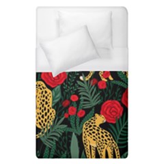 Seamless-pattern-with-leopards-and-roses-vector Duvet Cover (single Size)