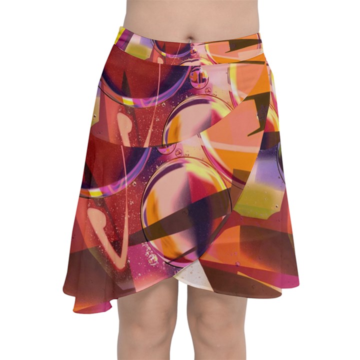 Fractured Colours Chiffon Wrap Front Skirt