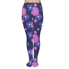 Pink And Blue Flowers Tights by bloomingvinedesign