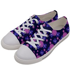 Pink And Blue Flowers Women s Low Top Canvas Sneakers by bloomingvinedesign