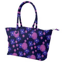 Pink And Blue Flowers Canvas Shoulder Bag by bloomingvinedesign