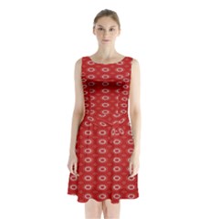 Red Kalider Sleeveless Waist Tie Chiffon Dress