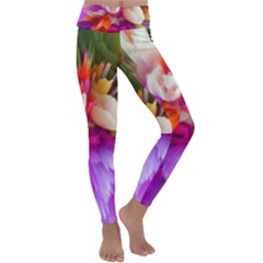 Poppy Flower Kids  Lightweight Velour Classic Yoga Leggings