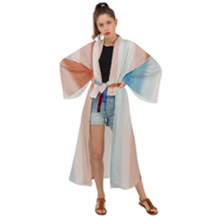 Blue,white Red Maxi Kimono by Sparkle