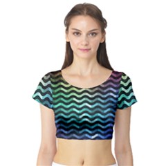 Digital Waves Short Sleeve Crop Top by Sparkle