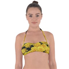 Yellow Roses Halter Bandeau Bikini Top