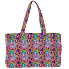 Blue Haired Girl Pattern Pink Canvas Work Bag by snowwhitegirl