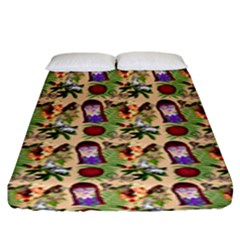 Purple Glasses Girl Pattern Peach Fitted Sheet (king Size) by snowwhitegirl