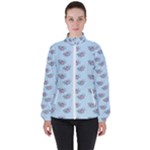 Zodiac Bat Pink Blue Women s High Neck Windbreaker