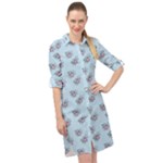 Zodiac Bat Pink Blue Long Sleeve Mini Shirt Dress