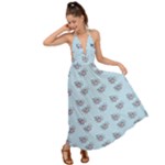 Zodiac Bat Pink Blue Backless Maxi Beach Dress