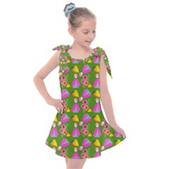 Girl With Hood Cape Heart Lemon Pattern Green Kids  Tie Up Tunic Dress by snowwhitegirl