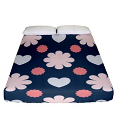 Flowers And Hearts  Fitted Sheet (california King Size) by MooMoosMumma