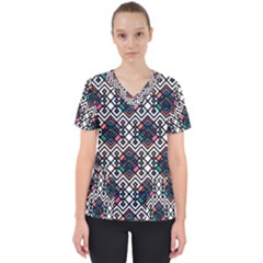 Boho Geometric Women s V-neck Scrub Top