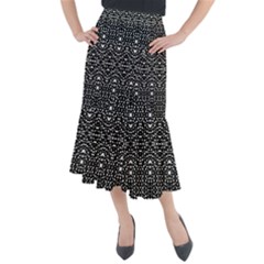 Ethnic Black And White Geometric Print Midi Mermaid Skirt by dflcprintsclothing