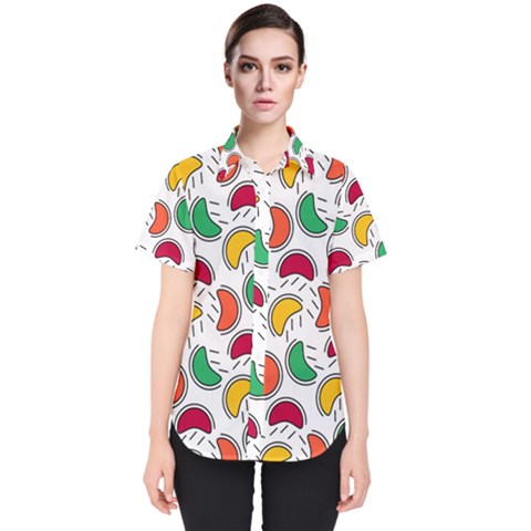 Geometric Fruity Women s Short Sleeve Shirt by tmsartbazaar