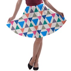 Multicolor Triangle A-line Skater Skirt by tmsartbazaar